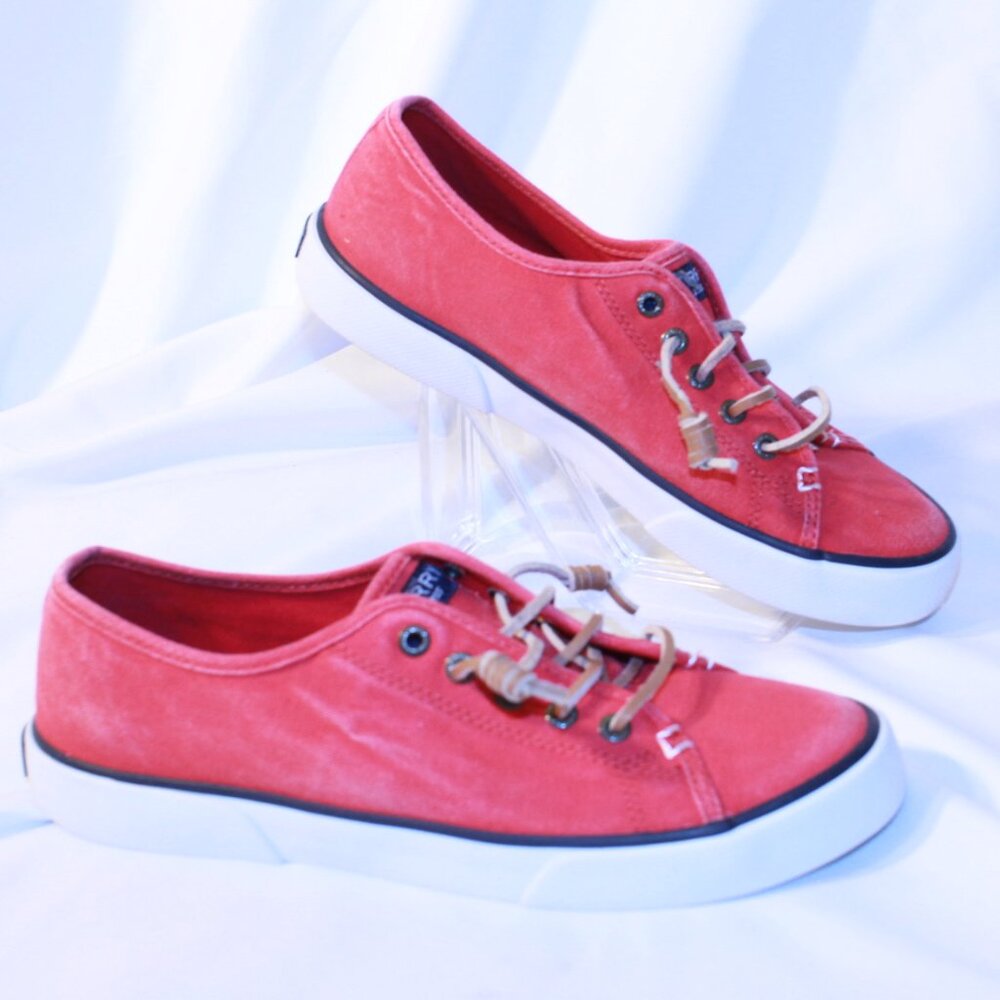 Sperry Top-Sider Size 7.5M Leather Laces Red Crest Vibe Core Sneaker - STS 95130